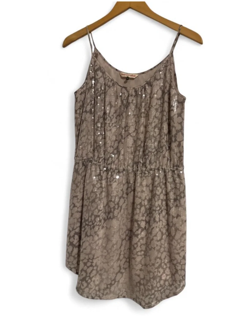 Rebecca Taylor Size 12 Silvery sequin mini dress with gray snakeskin print